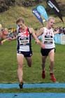 Will Paulson (GB) and Jacob Thomson batte to the line during the junioer mens BUPA Great Edinburgh Cross country.